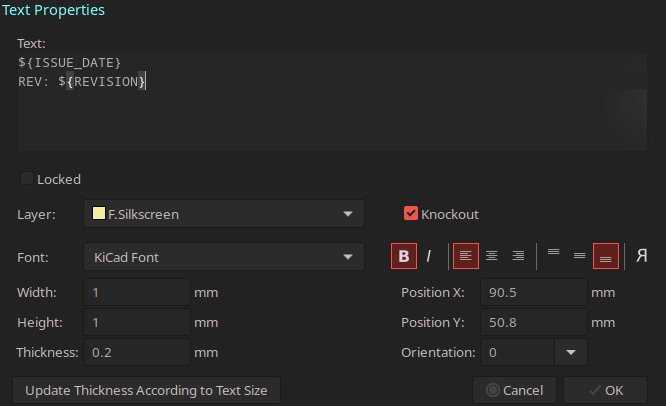 Text Property using variables