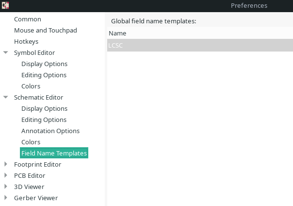 KiCad Schematic Preferences