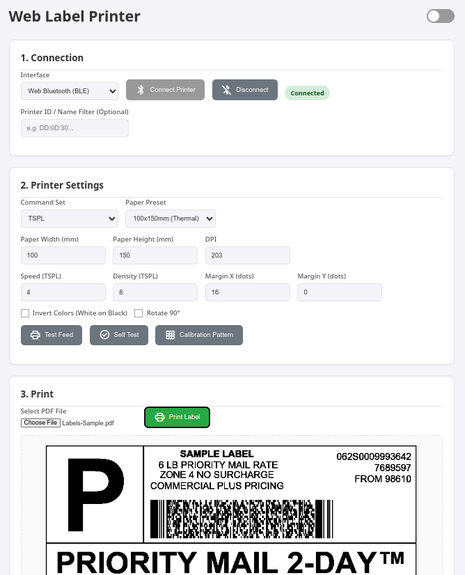 Label Printer Web UI